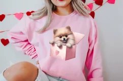 Cute Valentine Pomeranian Puppy, Valentines Clipart Product Image 2