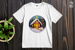 Cozy Winter Cabin Scenery Clipart Sublimation PNG Product Image 2