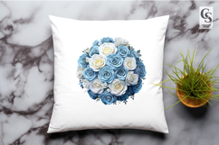Teal and White Rose Flower Ball Clipart Sublimation PNG Product Image 3