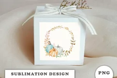 Watercolor Autumn Pumpkins wreath png Product Image 2