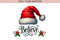 Believe Christmas PNG Hat, Sublimation Graphic Product Image 4