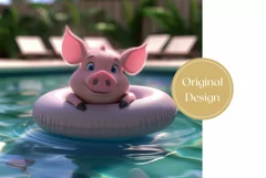 Funny Pig Tumbler Wrap Design, Summer Animals Tumbler PNG Product Image 2