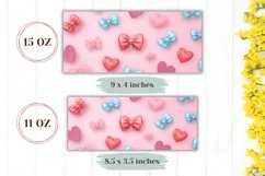 Cute Bows Mug Wrap Design, Pink Love Hearts Mug Template Product Image 2