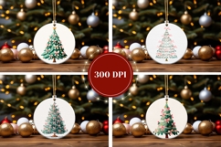 Pink Christmas Bows Round Ornaments, Christmas Tree Ornament Product Image 2