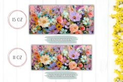 Pink Flowers Mug Template, Colorful Mug Print Product Image 2