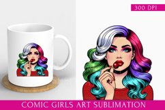 Comic Girls Art clipart, Pop-Art Girls sublimation Product Image 1