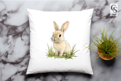 Watercolor Bunny in Grass Clipart Sublimation PNG Product Image 2