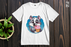 Cute Raccoon Cupcake Cartoon Clipart Sublimation PNG Product Image 2