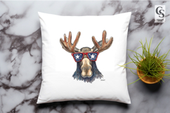 Patriotic Moose Watercolor Clipart PNG Product Image 2