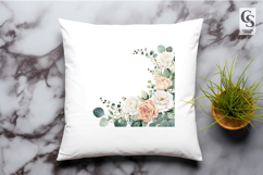 Peach &amp; Ivory Floral Frame Watercolor PNG Clipart Product Image 2