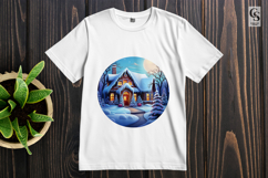 Winter Cottage Scenery clipart sublimation png Product Image 2