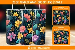 Cute Flower Seemless Tumbler Wrap Designs, Sublimation Wrap Product Image 1