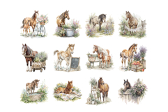 Watercolor Horse Clipart PNG Set Product Image 2