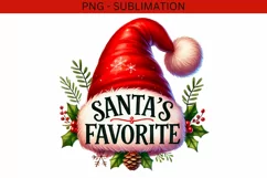 Santa's Favorite, Retro Santa Hat PNG for Cozy Christmas Product Image 5