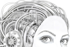 Robot Girl coloring page for adults. Adult coloring page Product Image 2