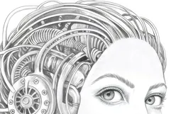 Robot Girl coloring page for adults. Adult coloring page Product Image 2