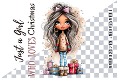 Just a Girl who loves Christmas PNG, Christmas Cute Girl PNG Product Image 1