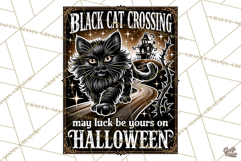 Black Cat Crossing Halloween Sign PNG Graphic Product Image 3