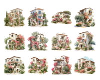 Watercolor Mediterranean Villa Product Image 3