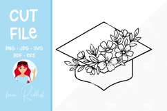 Graduation cap with flowers Cut File Product Image 1