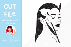 Woman portrait with flowers silhouette,cut file, T-shirt SVG Product Image 1