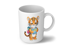 Cute Tiger Cub with Backpack and Book Watercolor PNG Product Image 4