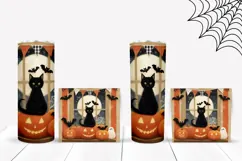 Pumpkins Halloween Tumbler, Halloween Black Cat Tumbler Product Image 2