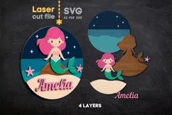 Mermaid Baby Name Sign SVG laser cut file for Glowforge Product Image 2