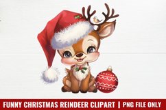 Funny Christmas Reindeer Clipart Bundle PNG Product Image 3