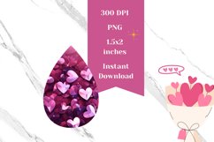 Love Teardrop Earrings, Love Hearts Earring Sublimation PNG Product Image 2