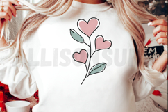 heart, hearts, flower, flowers, floral, plant, plants, leaf, leaves, valentine, valentines, day, love, wedding, marriage, branch, branches, pink, green, teal, spring, summer, design, illustration, minimalist, minimal, simple, line, art, drawing, doodle, v