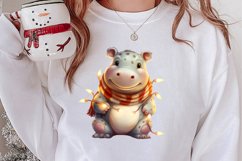 Cute Christmas Hippo Sublimation Clipart, Christmas Clipart Product Image 2