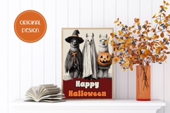 Cartoon Halloween Greeting Card PNG, Halloween Lama Wall Art Product Image 2