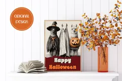 Cartoon Halloween Greeting Card PNG, Halloween Lama Wall Art Product Image 2