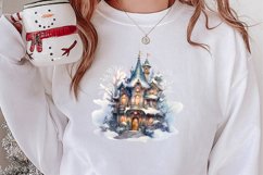 Watercolor Christmas Winter Houses Clipart Product Image 2