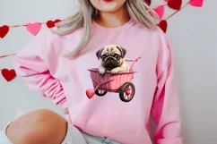 Cute Pug Puppy Valentine Clipart, Valentines Clipart Product Image 2