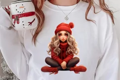 Cute Christmas Little Girl Sublimation Clipart Product Image 2