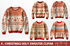 Watercolor Christmas Ugly Sweater Clipart Product Image 1