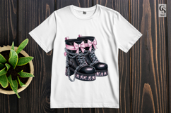 Gothic Pink Bow Girl Boots Clipart PNG Product Image 2