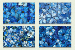 Blue Stained Glass Floral Cutting Boards sublimation Design Product Image 2