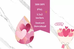Valentine Teardrop Earrings PNG, Valentine Earring Template Product Image 2