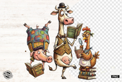 Whimsical Farm Animals Love Reading - Animals Clipart Product Image 1