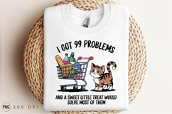 Cat With Shopping Cart Of Treats Sublimation Png Product Image 3