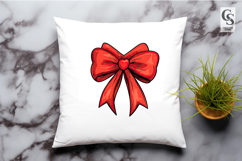 Red Bow with Heart Clipart Sublimation PNG Product Image 3
