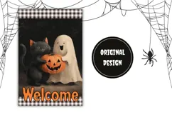 Cartoon Halloween Garden Flag, Welcome Garden Flag Print Product Image 2