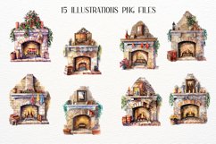 Watercolor Fireplaces Clipart, Cozy Fireplaces Product Image 3