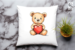 Cute Teddy Bear Holding Heart Clipart Sublimation PNG Product Image 3