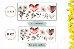 Watercolor Love Hearts Mug Design, Floral Mug PNG Product Image 2
