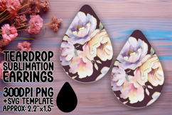 Elegant Teardrop Earrings Design Art , Flower Pattern Product Image 1