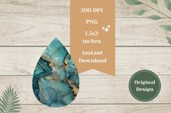 Turquoise Marble Teardrop Earring, Stone Earring Sublimation Product Image 2